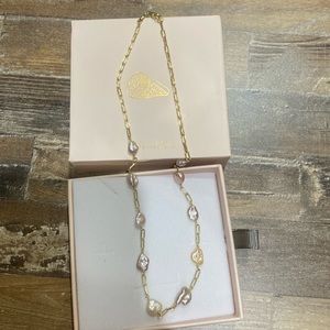 Misha Hawaii pink keshi paperclip necklace